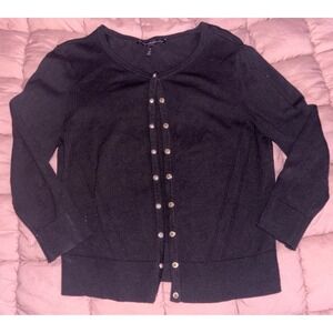White‎ House Black Market WHBM Black Snap Front Cardigan Sweater Size M